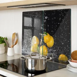 Tulup - Glazen Snijplankenset - Citroenen En Water - Geel - 2 St 30x52 Cm - Antislip - Broodplankjes