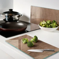 Tulup - Glazen Snijplankenset - Hout - Bruin - 2 St 30x52 Cm - Dienblad Antislip - Broodplank