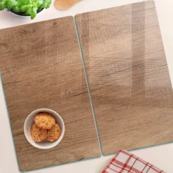 Tulup - Glazen Snijplankenset - Hout - Bruin - 2 St 30x52 Cm - Dienblad Antislip - Broodplank