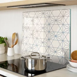 Tulup - Glazen Snijplank - Geometrische Figuren - Beige - 60x52 Cm - Keukenbenodigdheden - Dienblad