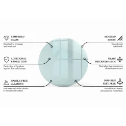 Tulup - Glazen Tafelblad - Vierkant - Transparant - 60 Cm - Glasplaat - Bureaublad