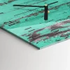Tulup - Klok Glas Met Opdruk - Rechthoekige Verticaal - Houten Muur - Blauw - 30x60 - Zwarte Handen