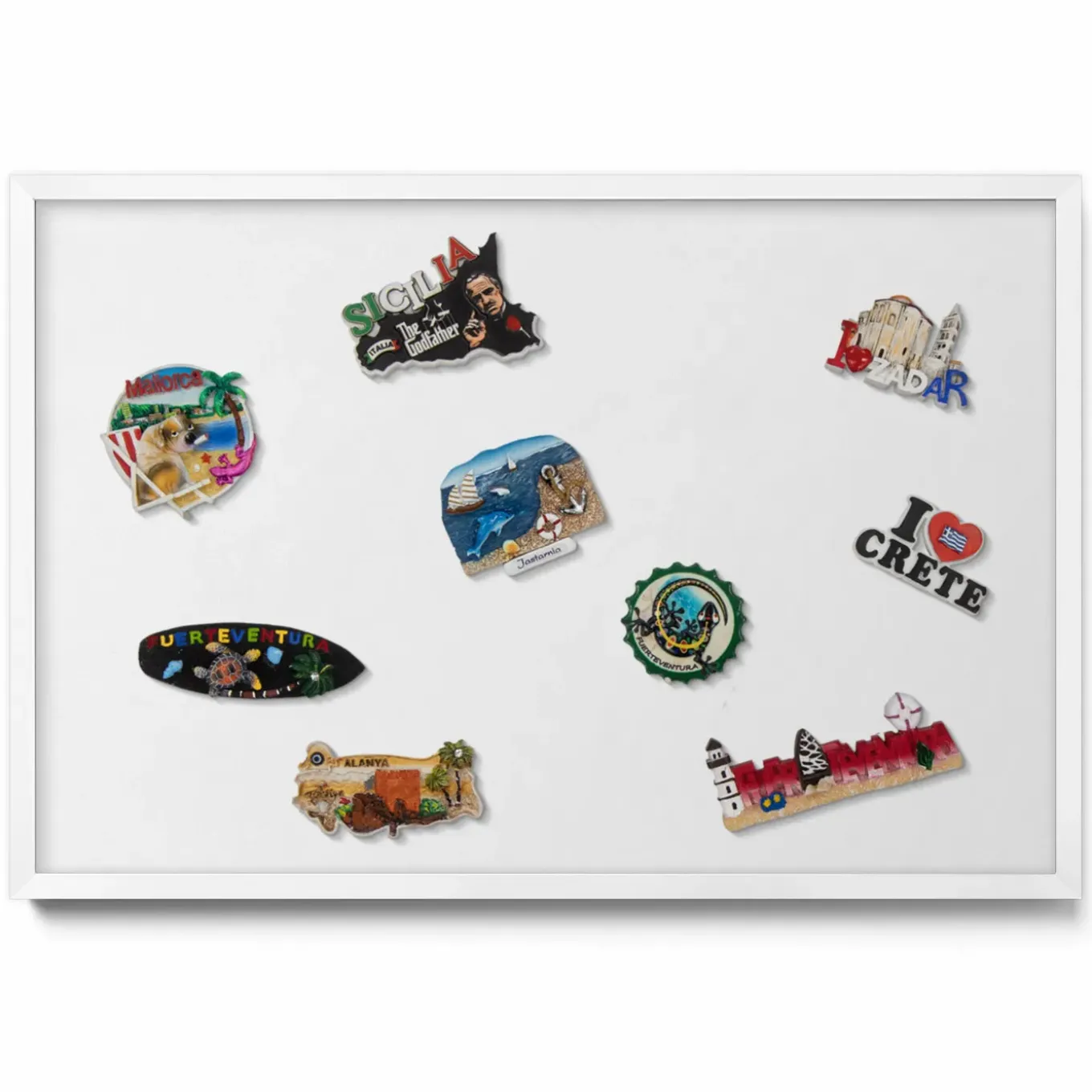 Tulup - Magnetisch Bord Voor Reismagneten - Witte Lijst - Wit - 60x40 Cm - Rechthoekig