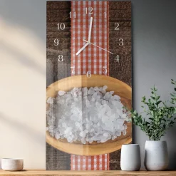 Tulup - Moderne Glazen Wandklok - Rechthoekige Verticaal - Zeezout - Veelkleurig - 30x60 Cm