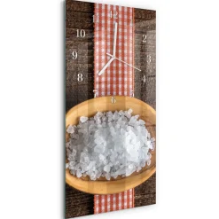 Tulup - Moderne Glazen Wandklok - Rechthoekige Verticaal - Zeezout - Veelkleurig - 30x60 Cm