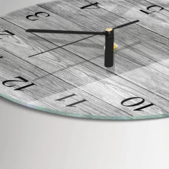Tulup - Moderne Wandklok Glas - Ronde - Grijs Hout - Grijs - 30 - Zwarte Handen