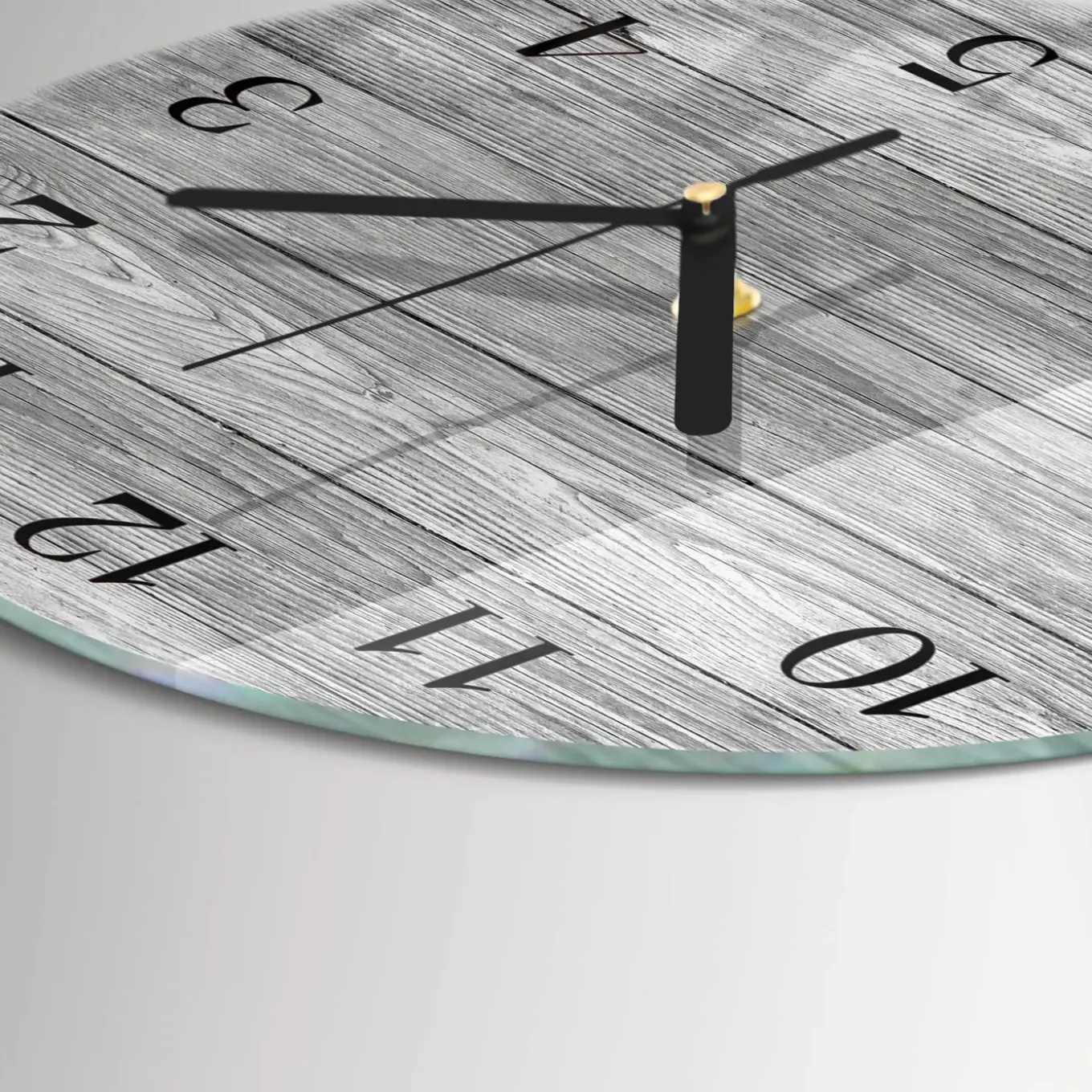 Tulup - Moderne Wandklok Glas - Ronde - Grijs Hout - Grijs - 30 - Zwarte Handen