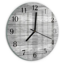 Tulup - Moderne Wandklok Glas - Ronde - Grijs Hout - Grijs - 30 - Zwarte Handen