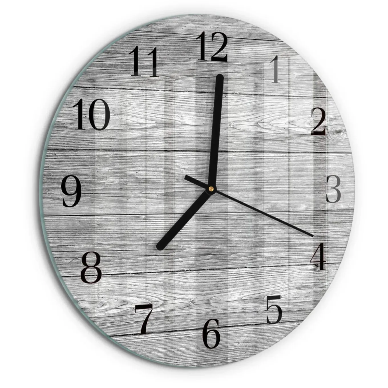 Tulup - Moderne Wandklok Glas - Ronde - Grijs Hout - Grijs - 30 - Zwarte Handen