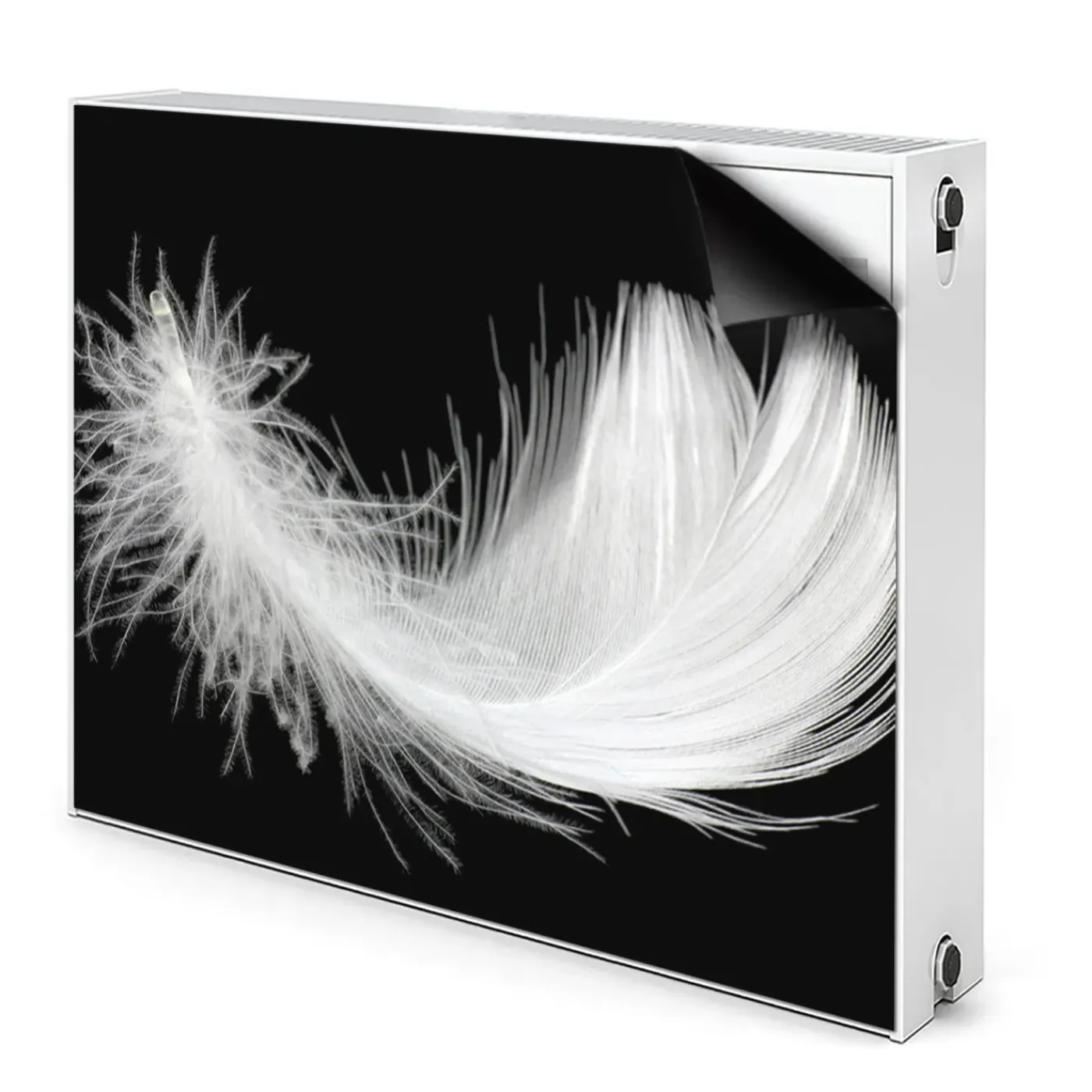 Tulup - Radiator Afdekmat - Witte Veer - Groene - 100x60 Cm - Magnetische Radiatormat