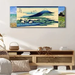 Tulup - Schilderij Doek - Japanse Heuvel - Blauw - 120x60 Cm - Canvas Kunst