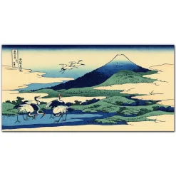 Tulup - Schilderij Doek - Japanse Heuvel - Blauw - 120x60 Cm - Canvas Kunst