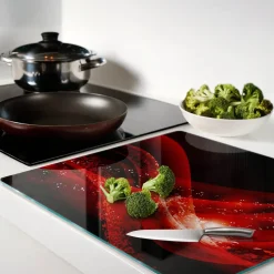 Tulup - Snijplank Glas - Abstract - Rood - 60x52 Cm - Dienblad Rechthoek - Keukenbenodigdheden