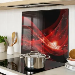 Tulup - Snijplank Glas - Abstract - Rood - 60x52 Cm - Dienblad Rechthoek - Keukenbenodigdheden