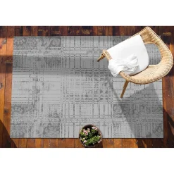Tulup - Tapijt Buiten - Grijze Mozaïek - Wit - 60x90 Cm - Buitenkleed Balkon