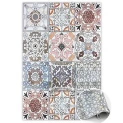 Tulup - Tapijt Vinyl - Rechthoek - Veelkleurig - 150x225 Cm - Pvc Mat - Portugese Tegels - Textuur