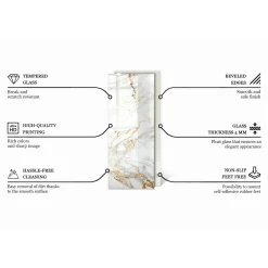Tulup - Terrastafel - Rechthoek - Beige - 125x50 Cm - Glazen Tafelblad - Bureaublad