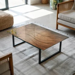 Tulup - Terrastafel - Rechthoek - Ecru - 80x60 Cm - Glazen Tafelblad - Bureaublad