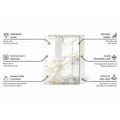 Tulup - Terrastafel - Rechthoek - Ecru - 80x60 Cm - Glazen Tafelblad - Bureaublad