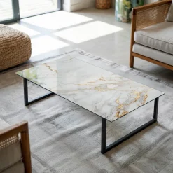 Tulup - Terrastafel - Ronde - Zwart - 120x60 Cm - Glazen Tafelblad - Bureaublad