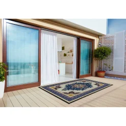 Tulup - Terras Tapijt - Turkse Stijl - Blauw - 60x90 Cm - Tapijt Buiten