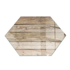 Tulup - Vloerplaat Voor Kachel - Zeshoek - Planken In Natuurlijke Stijl - H40 Cm - Onderplaat
