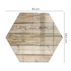 Tulup - Vloerplaat Voor Kachel - Zeshoek - Planken In Natuurlijke Stijl - H40 Cm - Onderplaat