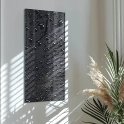 Tulup - Wandklok Glas Decoratie - Rechthoekige Verticaal - Druppels - Zwart - 30x60 - Zwarte Handen