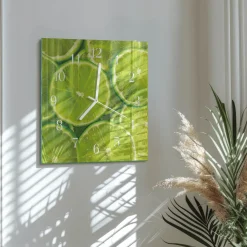 Tulup - Wandklok Glas Met Motief - Vierkante - Calciumcarbonaat - Groente - 30x30 - Witte Handen