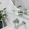 Tulup - Wandplank Van Helder Glas Voor De Badkamer - Halfitransparant - 90x13 Cm - Melkglas Effect