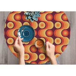 Tulup - Zelfklevende Meubelfolie - Retro Jaren 70 Patroon - Oranje - 100x50 Cm - Meubelsticker