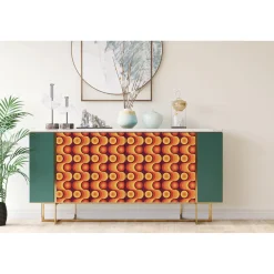Tulup - Zelfklevende Meubelfolie - Retro Jaren 70 Patroon - Oranje - 100x50 Cm - Meubelsticker