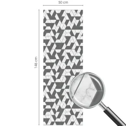 Tulup - Zelfklevende Raamfolie Glas In Lood - Geometrische Illusies - Zwart - 50x146 Cm -