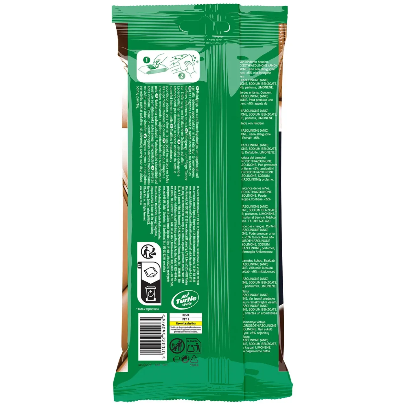 Turtle Wax 54097 Luxe Leather Cleaner & Conditioner Doekjes 24 Stuks