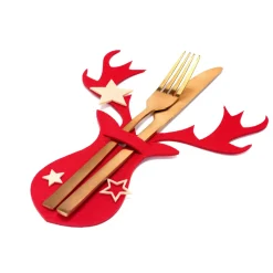 Tutumi Feestelijke Bestekhoes Stuks 311377 Reindeer 4st. Rood 21x17x21cm