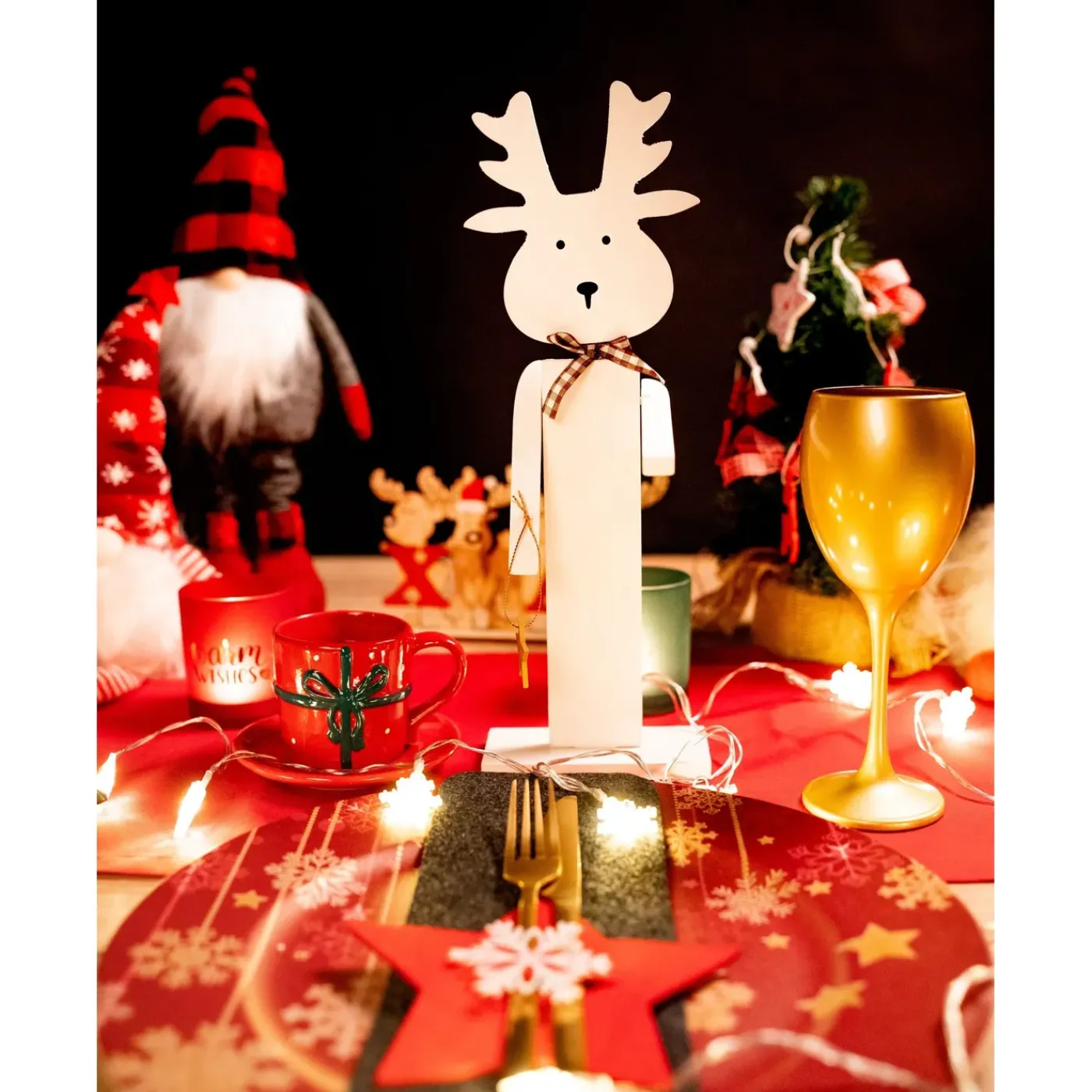 Tutumi Kerstdecoratie Rendier 301036 Wit 35x12x35cm