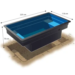 Ubbink voorgevormde vijver QUADRA C2 HDPE 1500L H70x118x225cm