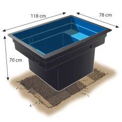 Ubbink voorgevormde vijver QUADRA C1 HDPE 520L H70x78x118cm