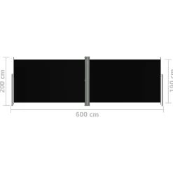 Helloshop26 Uitschuifbaar Zijscherm/privacyscherm Voor Terras Tuin Balkon 180 X 600 Cm Bruin