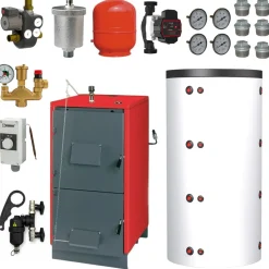 UNICAL - Houtketelpakket - Fokolus Fk30 - Rood - 1260x590x946 Mm - 33 Kw - Buffervat