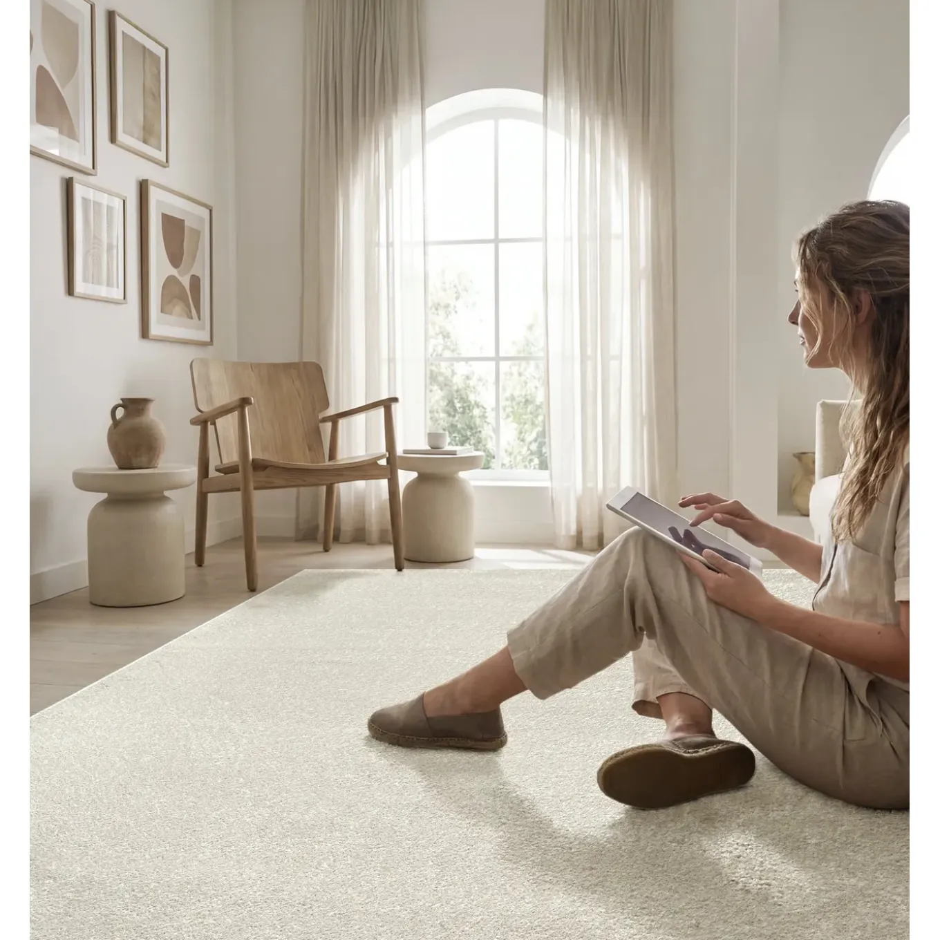 Uni Effen Vloerkleed Laagpolig Creme - 160x230 Cm