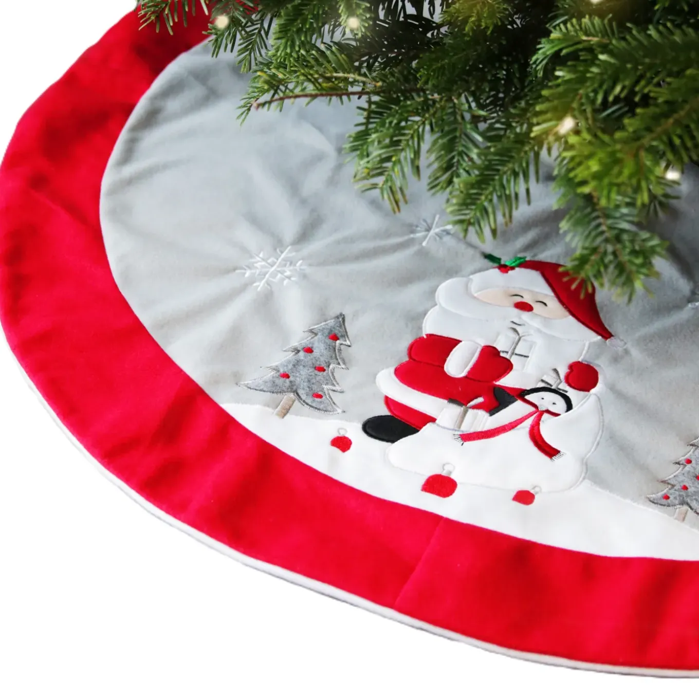 Unique Living Kerstboomrok - Rood/wit - D90 Cm - Polyester