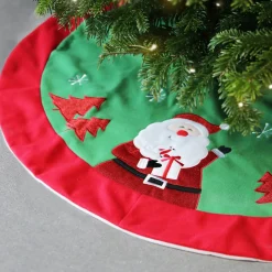 Unique Living Kerstboomrok - Rood/groen - D90 Cm - Polyester