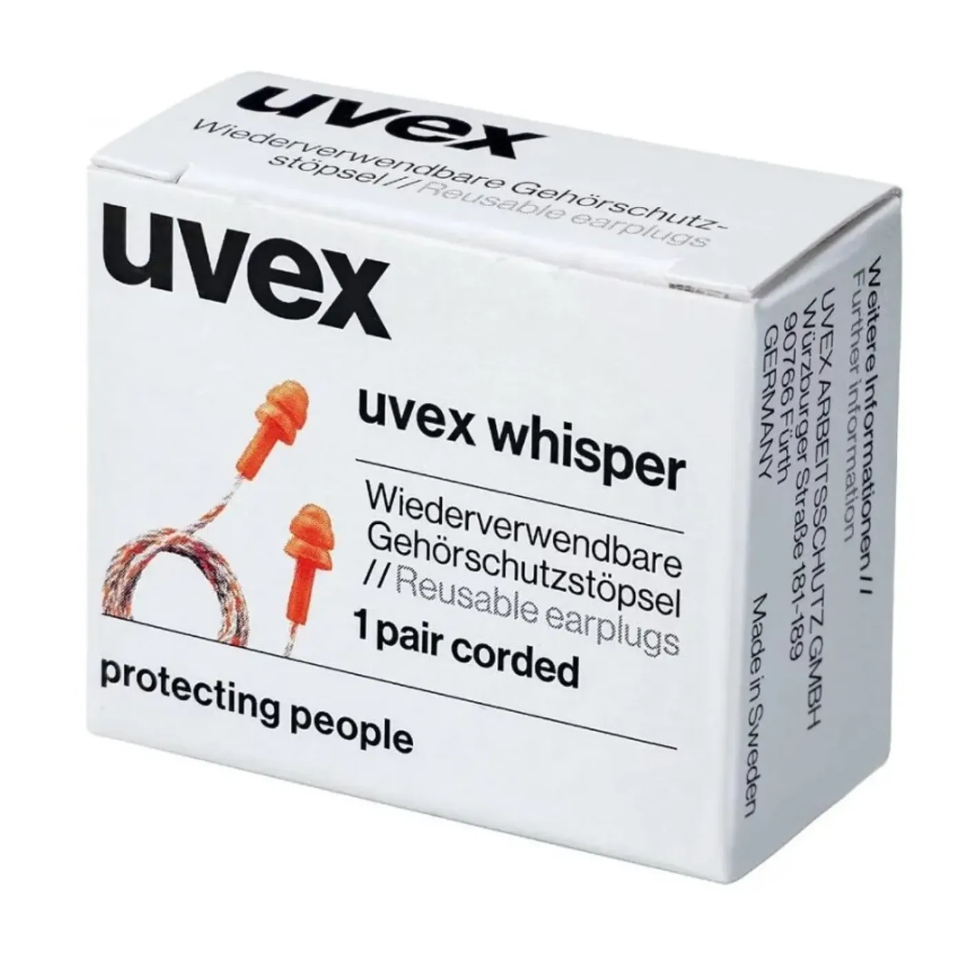Uvex Herbruikbare Oordopjes - Whisper - Gemakkelijk Te Reinigen - Doos Á 50 Paar - Uv2111-201