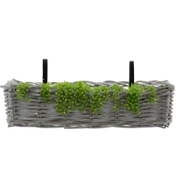Van Der Leeden Balkonmand - Wit - Rotan Gevlochten - 60x20x16 Cm