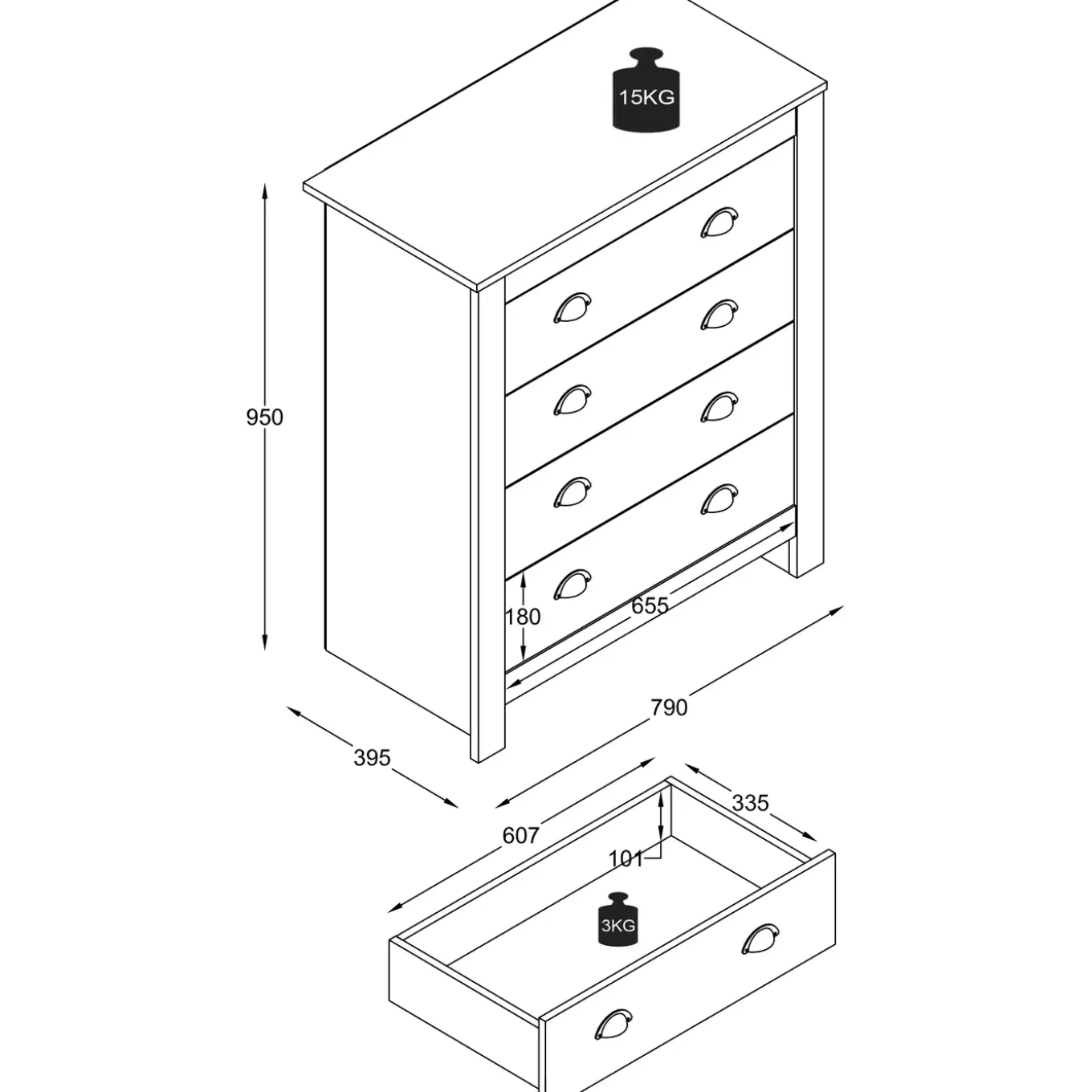 Vcm Dressoir Balusa H. 95 X B. 79 X T. 40 Cm