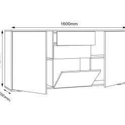VCM Dressoir Salia H. 74 X B. 160 X T. 33 Cm