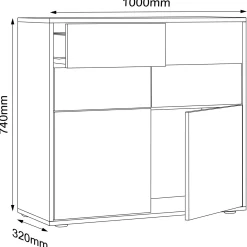 VCM Dressoir Salia H. 74 X B. 100 X T. 33 Cm