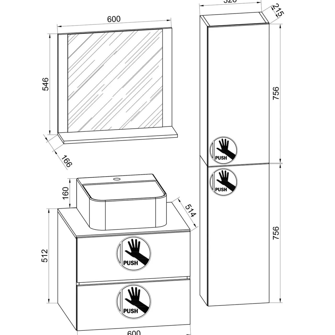 VCM Wastafelonderkast Lendas H. 150 X B. 93 X T. 52 Cm
