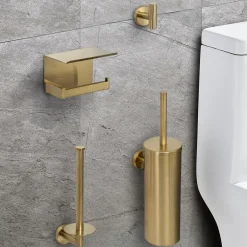 VDN Stainless Toiletaccessoireset goud 4-delig